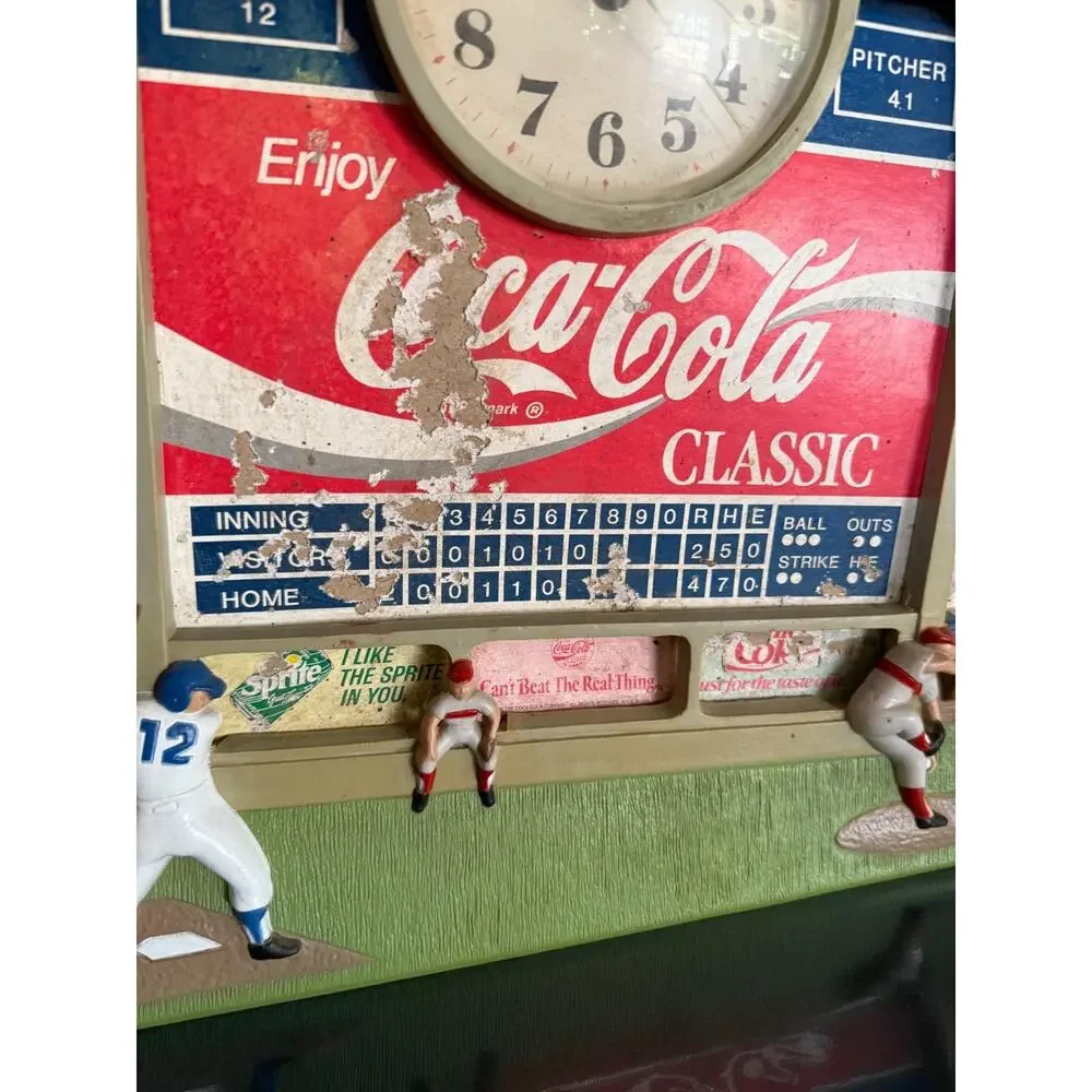 Vintage 1991 Coca-Cola Baseball Wall Clock Burwood 3216 Stadium Scene USA 22x15